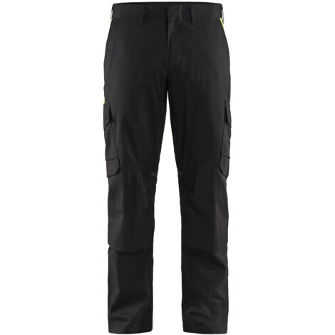 Arbeitshose mit Kniepolstertaschen, dehnbar 2D 1448 – Schwarz/Gelb XL – FR(48) – SE(C54) – Lang