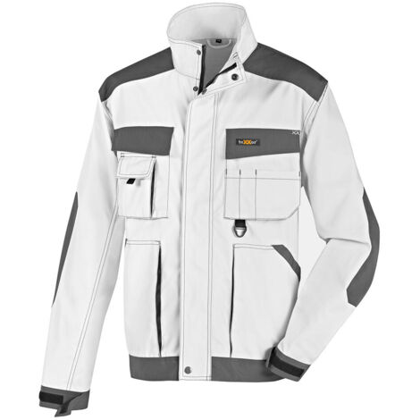 Arbeitsjacke Canvas Bundjacke weiß/grau Größe L