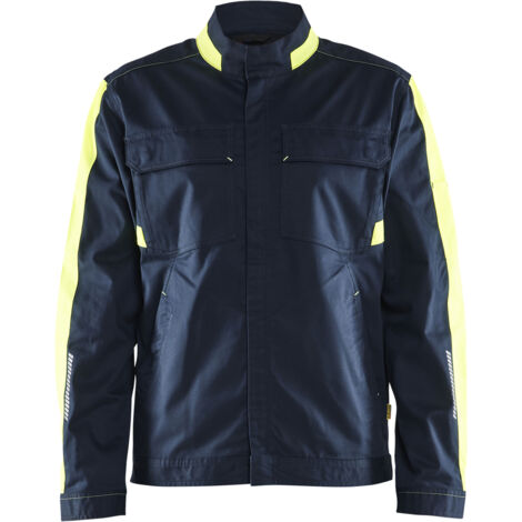 Arbeitsjacke Industrie Stretch 2D 4444 – Dunkelblau/Neongelb XS