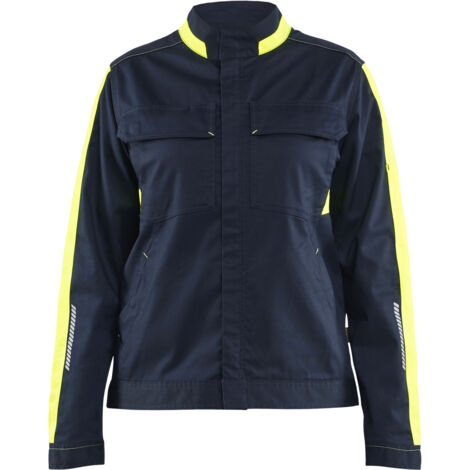 Arbeitsjacke Industrie Stretch Damen 4443 - Dunkelblau/Neongelb XS