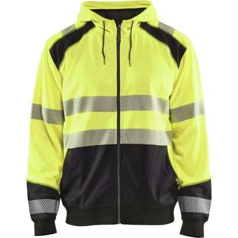 Arbeitskapuzen-Sweatshirt mit Reißverschluss, Hochsichtbarkeit 3546 – Neon Gelb/Schwarz M
