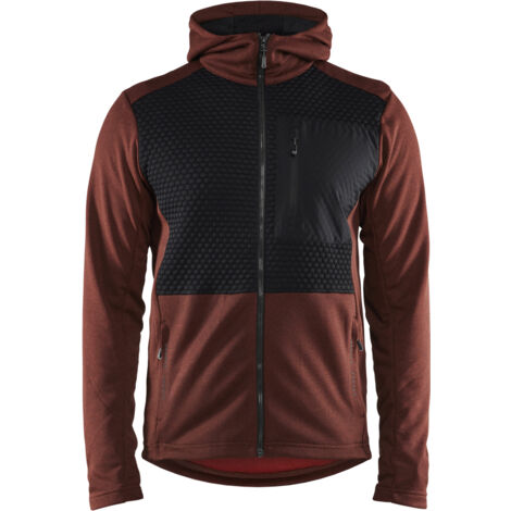 Arbeitskapuzenpullover mit Reißverschluss 3540 - Ziegelrot/Schwarz L