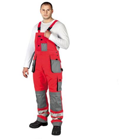 Arbeitslatzhose mit Reflektoren rot 46