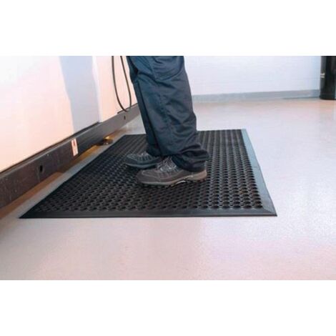 Arbeitsplatzbodenbelag Fertigmatte L1500xB900xS10mm schwarz Gummi