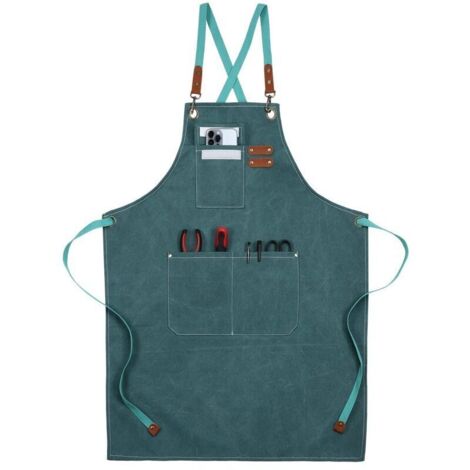 Arbeitsschürze aus Canvas, multifunktionale Arbeitsschürze mit 3 Werkzeugtaschen