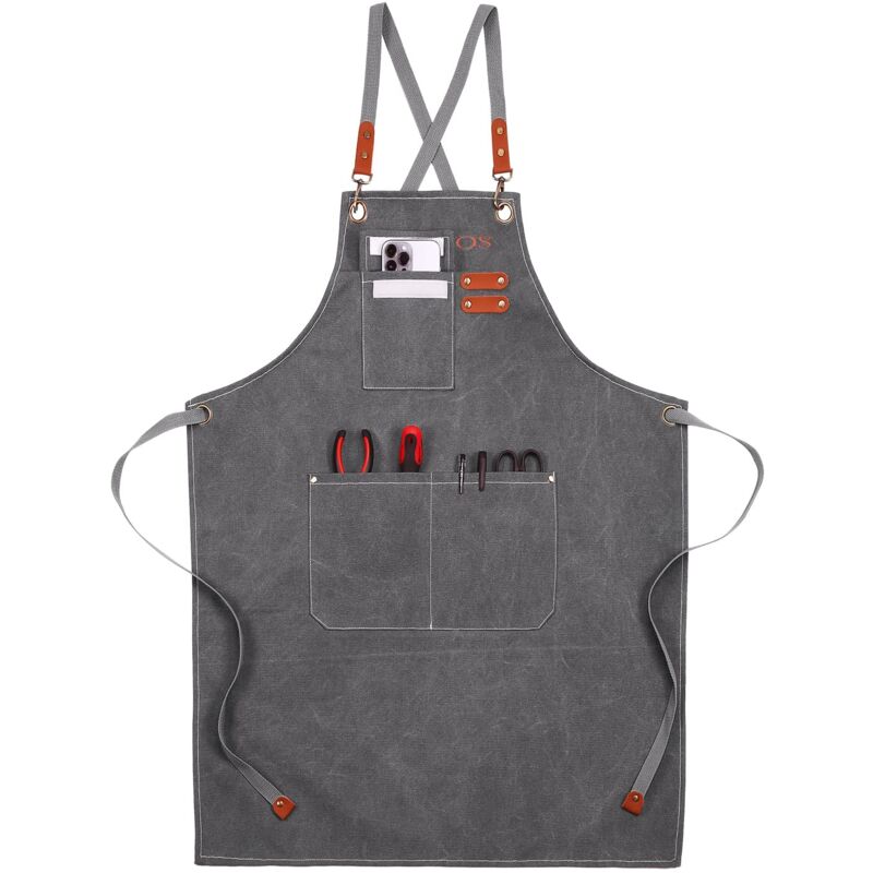 Image of ZVD - Arbeitsschürze aus Segeltuch mit 3 Werkzeugtaschen – Barista, Schweißen, Kochen