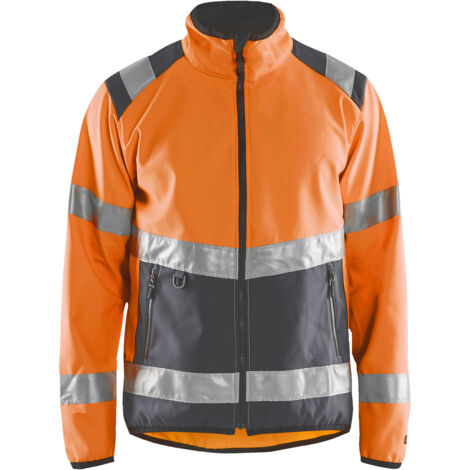 Arbeitssoftshelljacke Hochsichtbarkeit 4877 - Neonorange/Dunkelgrau XL
