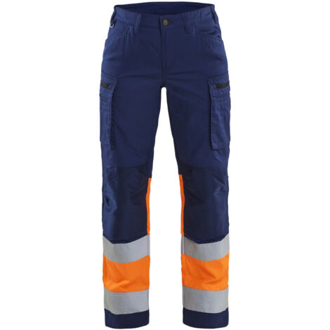 Arbeitsstretchhose mit hoher Sichtbarkeit für Damen 7161 - Marine/Orange XL - DE(48) - SE(C46) - Kurz