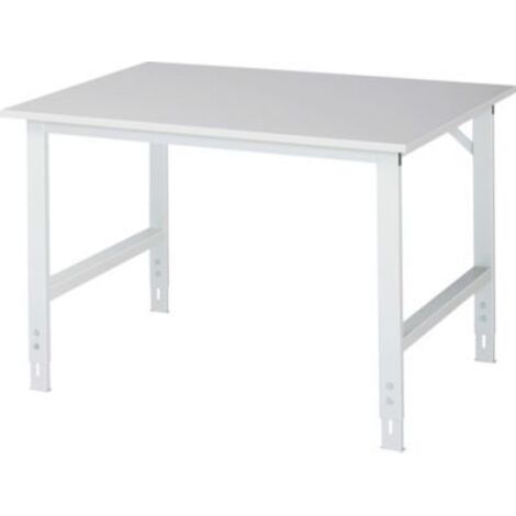 Arbeitstisch B1250xT1000xH760-1080mm Arbeitsplatte Melamin Gestell lichtgrau