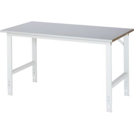 Arbeitstisch B1500xT800xH760-1080mm Arbeitsplatte Stahlbl.Gestell lichtgrau RAU