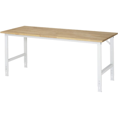 Arbeitstisch B2000xT800xH760-1080mm Arbeitsplatte Buche Gestell lichtgrau