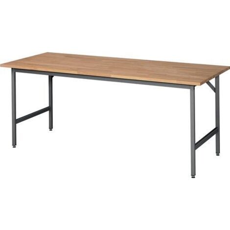 Arbeitstisch Jerry B2000xT800xH800-850mm Platte Buche-Massiv,S.25mm Gestell grau