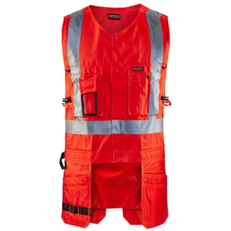 Arbeitsweste mit Werkzeughalter, Hochsichtbarkeit 3027 – Neonrot XS