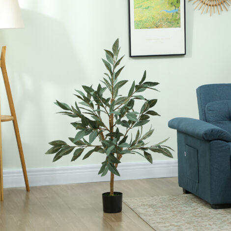 Árbol Artificial de Laurel 120 cm Decoración para Hogar Oficina Balcón Dormitorio Verde