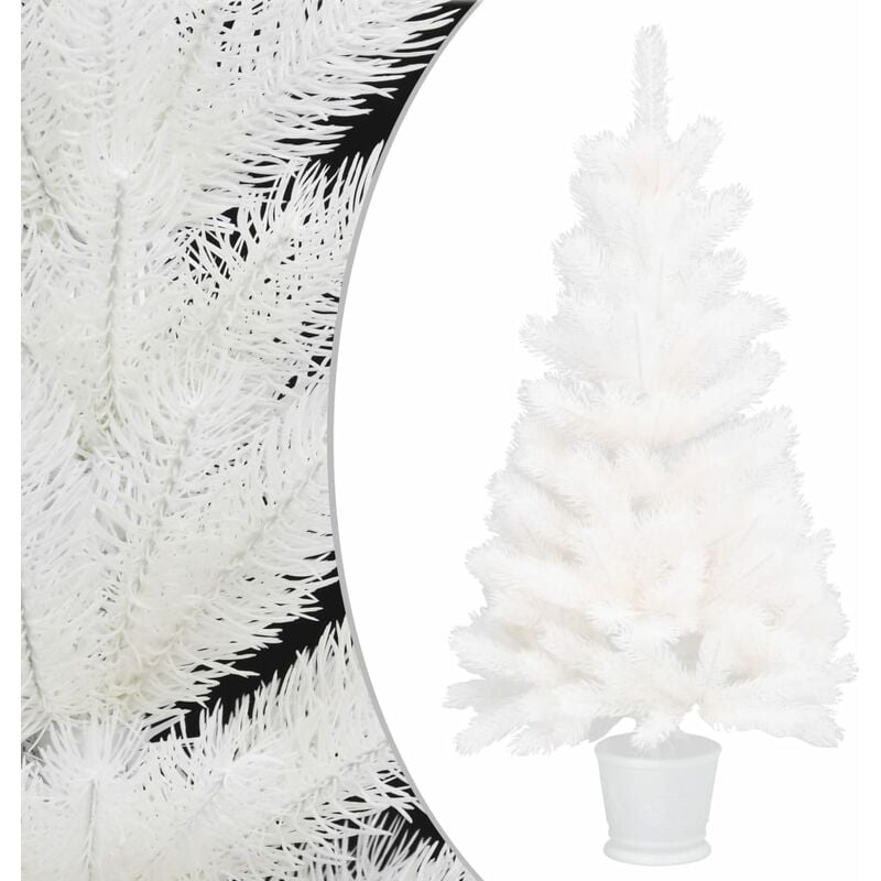 

Árbol artificial de Navidad con hojas realistas blanco 90 cm