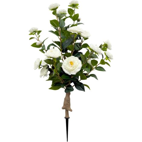 Árbol artificial verde de 88 cm, camelia artificial, decoración floral artificial, plantación en el suelo, árbol de equilibrio