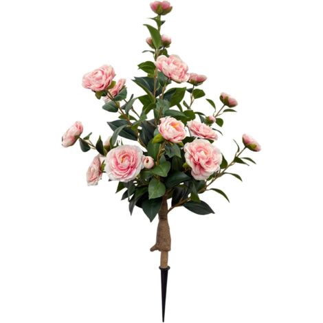 Árbol artificial verde de 88 cm, camelia artificial, decoración floral artificial, plantación en el suelo, árbol de equilibrio