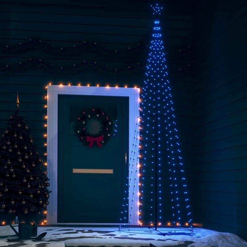 

arbol cono de Navidad 330 LEDs decoracion azul 100x300 cm