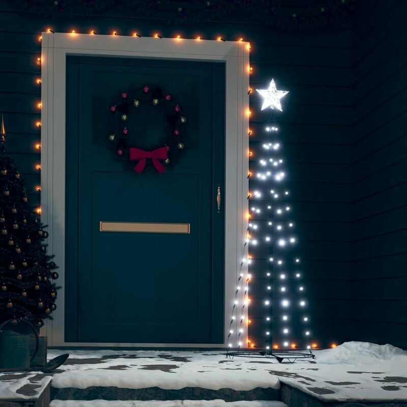 

Happyshopping - arbol cono de Navidad 70 LEDs decoracion blanco frio 50x120 cm
