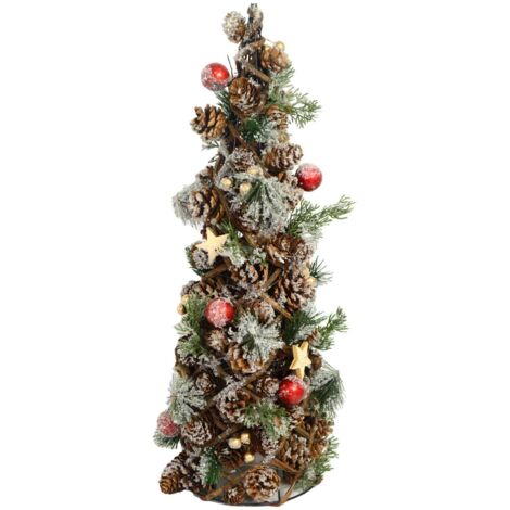 Árbol cubierto de nieve con frutos rojos y piñas ø19h50 cm
