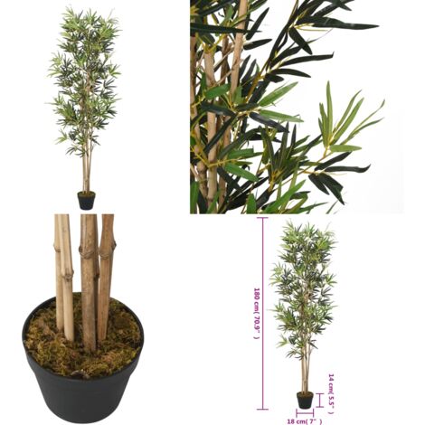 Árbol de bambú artificial con 1104 hojas verde 180 cm - Planta artificial - Árbol de bambú