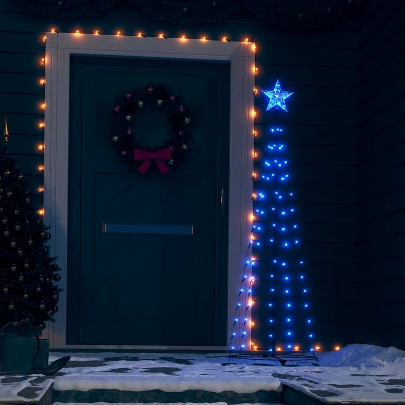 

arbol de cono de Navidad azul 84 LED adorno 50x150 cm