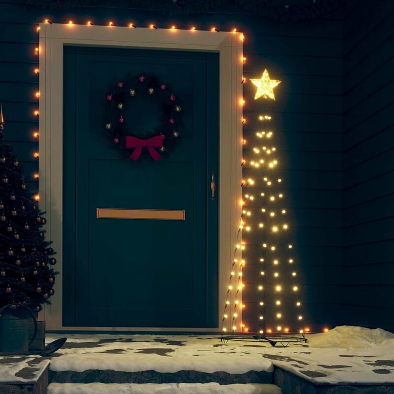 

Happyshopping - arbol de cono de Navidad blanco calido 70 LED adorno 50x120 cm