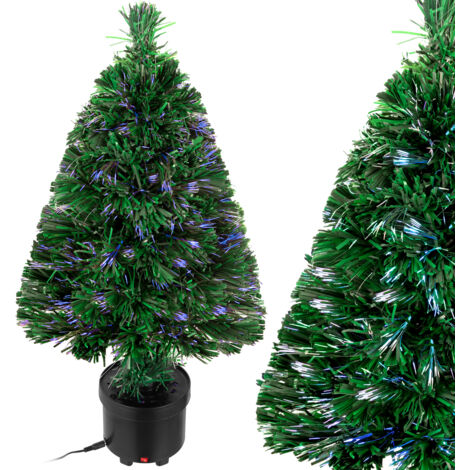 Deuba Árbol de navidad con luz de 60 cm fibra óptica decoración interior multicolor 9 efectos de luces iluminación casa