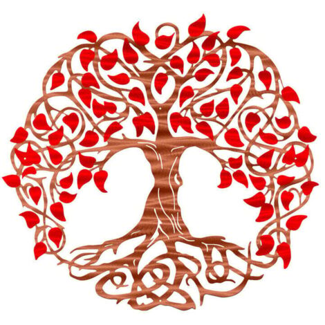 Árbol de la vida Decoración de pared de metal Obra de arte decorativa de hierro para jardín interior y exterior 30 x 30 cm (B-05)