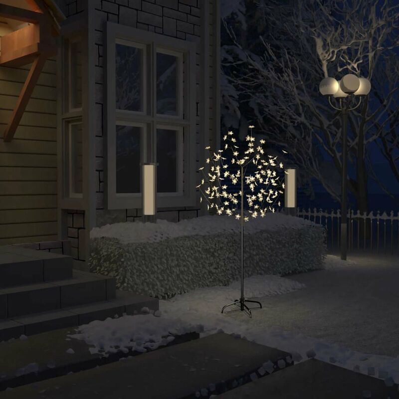 

arbol de Navidad 120 LEDs blanco calido flores de cerezo 150 cm