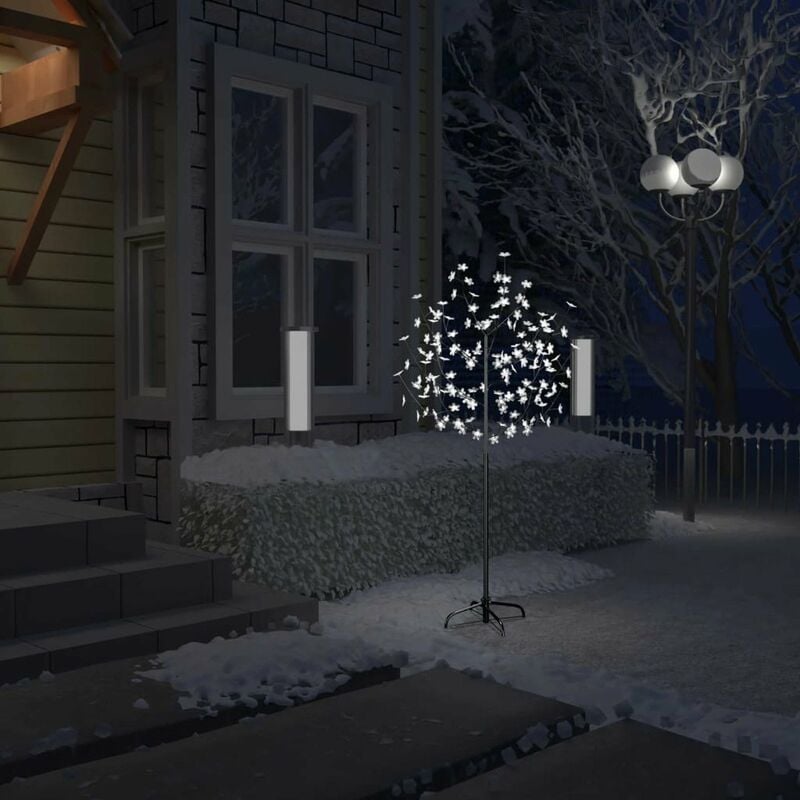 

arbol de Navidad 120 LEDs blanco frio flores de cerezo 150 cm