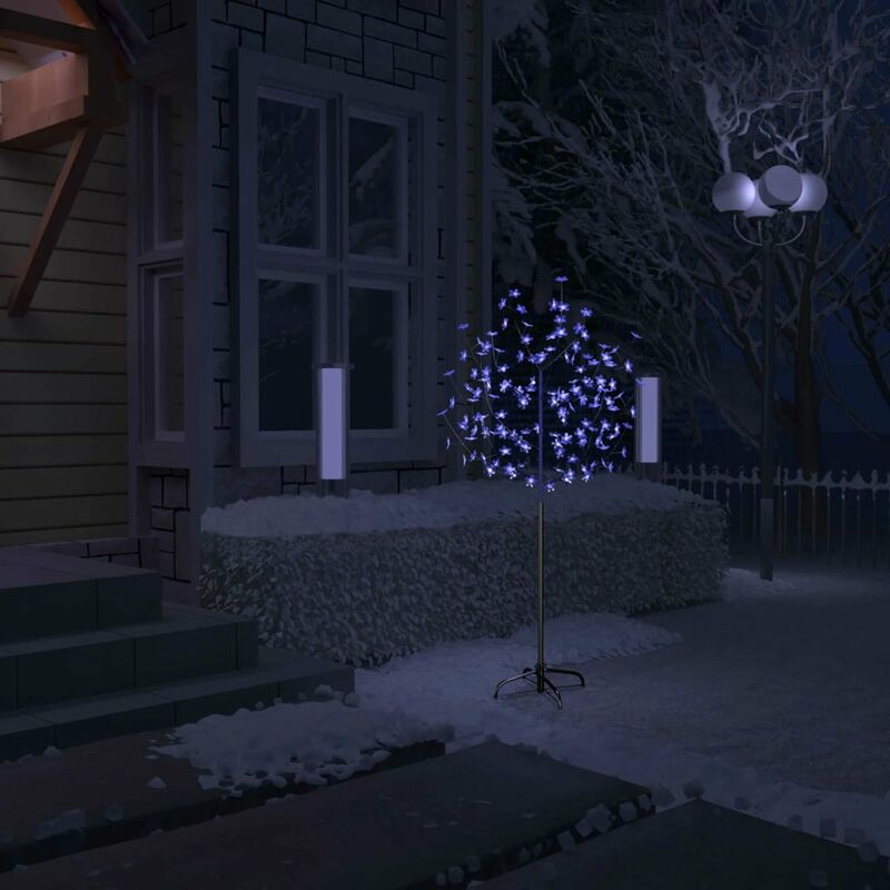 

arbol de Navidad 120 LEDs luz azul fria flores de cerezo 150 cm