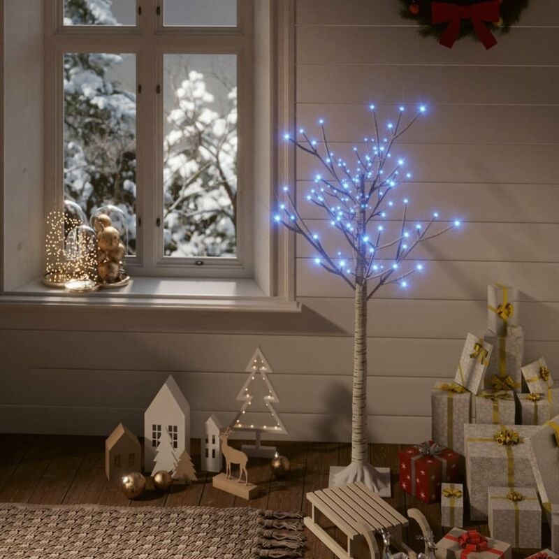 

arbol de Navidad 120 LEDs sauce azul 1,2 m interior/exterior