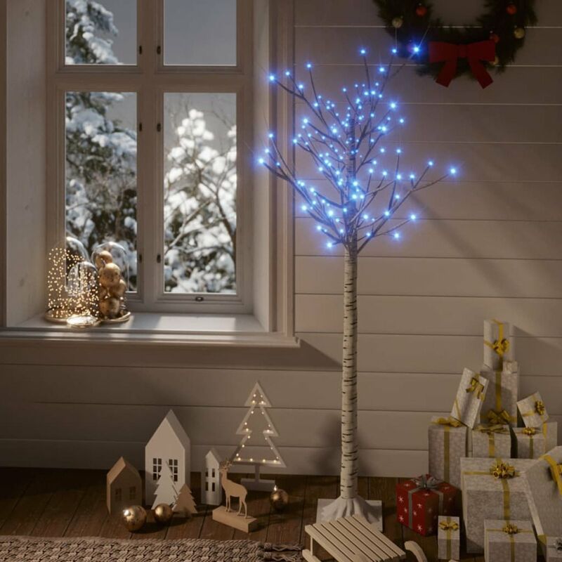 

arbol de Navidad 140 LEDs sauce azul 1,5 m interior/exterior