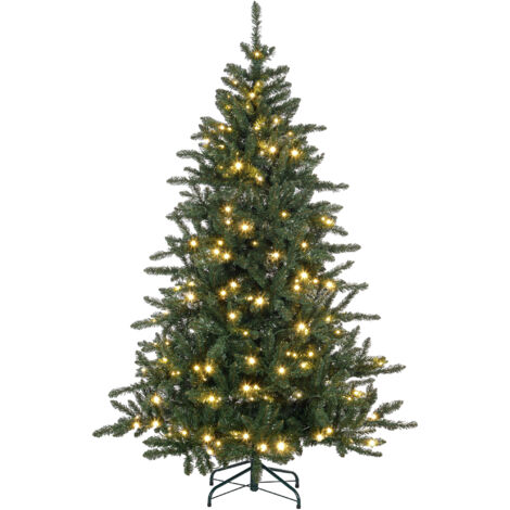 Árbol de Navidad 180 cm árbol de Navidad artificial con 310 luces LED 872 ramas y patas de metal árbol Navideño para salón interior verde