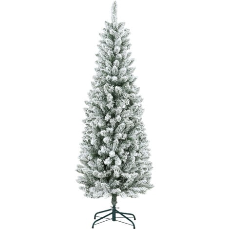 HOMCOM Árbol de Navidad 180 cm árbol de Navidad artificial nevado con 479 ramas y soporte de metal árbol navideño para salón interior verde