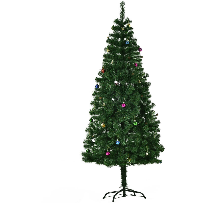 

Homcom - Árbol de Navidad 180 cm Incluye Decoración Artificial Verde y Blanco - VERDE