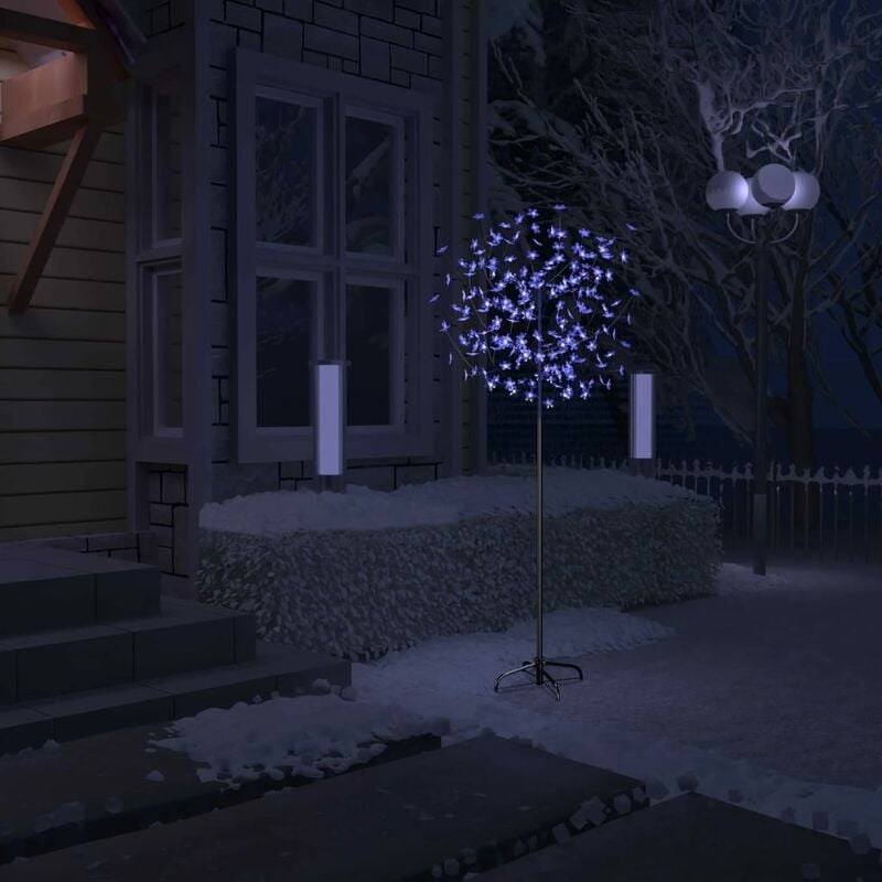 

arbol de Navidad 200 LEDs blanco azul flores de cerezo 180 cm