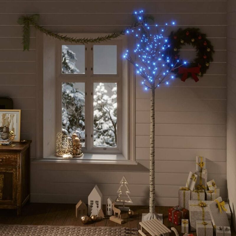 

Happyshopping - arbol de Navidad 200 LEDs sauce azul 2,2 m