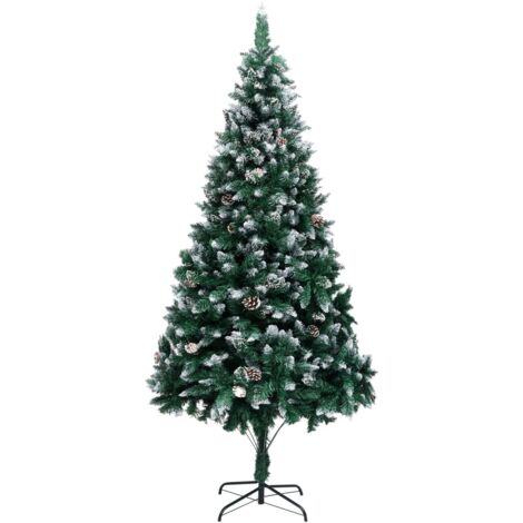 Árbol de Navidad 210 cm - vidaXL Árbol de Navidad artificial con piñas y nieve blanca 210 cm -