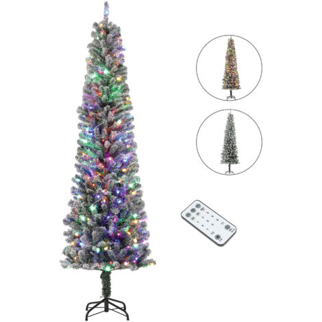 Árbol de Navidad 225 cm árbol de Navidad artificial con 220 luces LED de dos colores 519 ramas y soporte de acero árbol navideño para interior verde