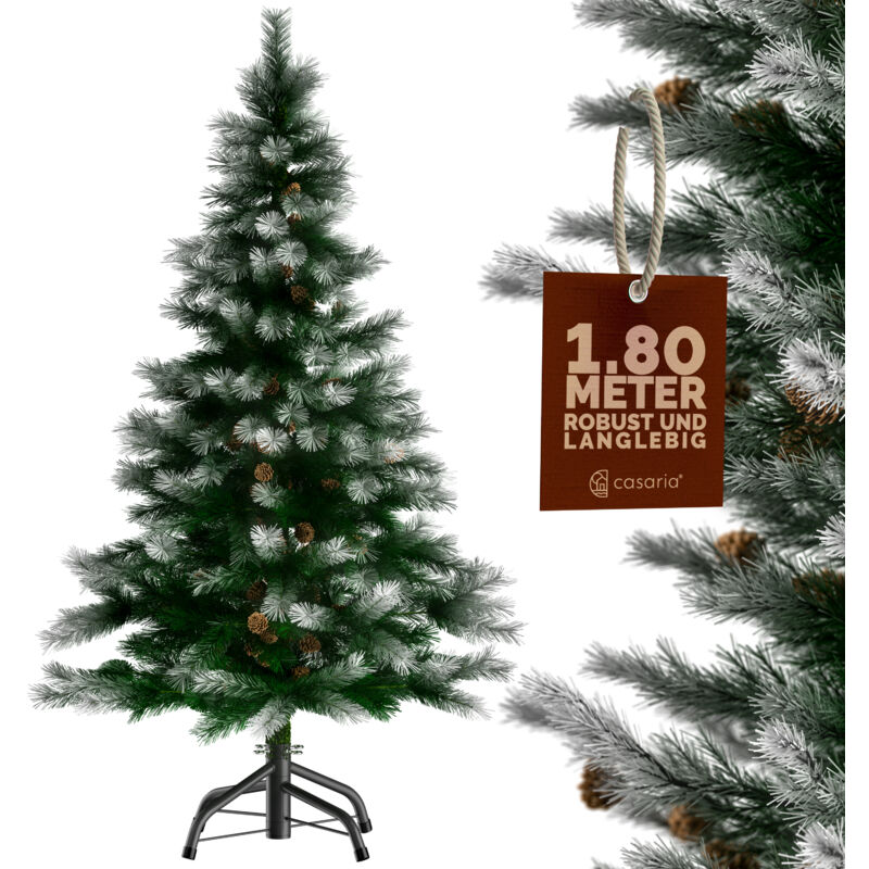 

Casaria - Árbol de navidad artificial con soporte decoración de fiestas interior - color y tamaño a elegir Nieve 180cm