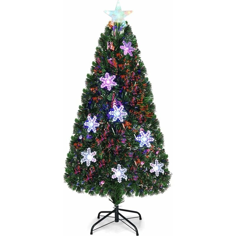 

Árbol de Navidad Artificial 150cm con Base Iluminado con Fibra de Vidrio Cambia Color para Navidad Hogar Fiesta Decoración