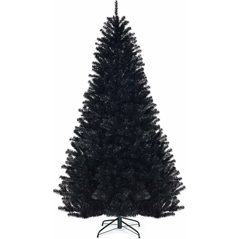

Árbol de Navidad Artificial 225cm con Puntas de PVC y Soporte de Metal Navidad Decoración Color Negro