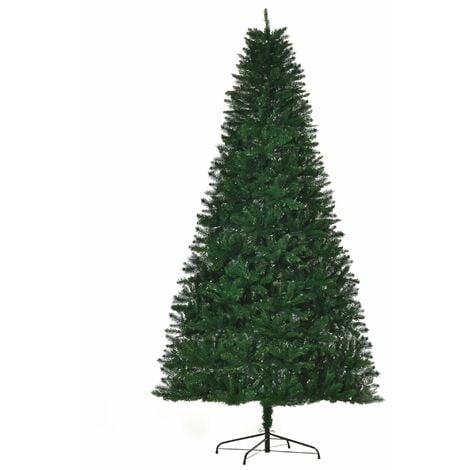 HOMCOM Árbol de Navidad Artificial 240 cm Ignífugo con 1499 Ramas con 2 Tipos de Puntas de PVC Base Plegable Soporte de Acero Decoración Navideña de Interior