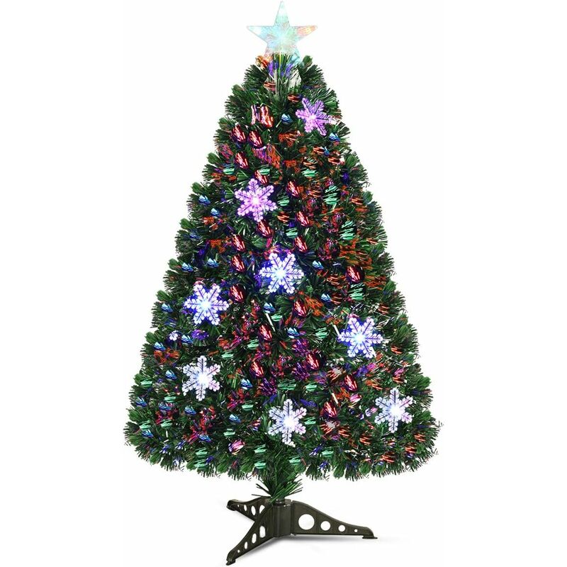 

Árbol de Navidad Artificial 90cm con Base Iluminado con Fibra de Vidrio Cambia Color para Navidad Hogar Fiesta Decoración