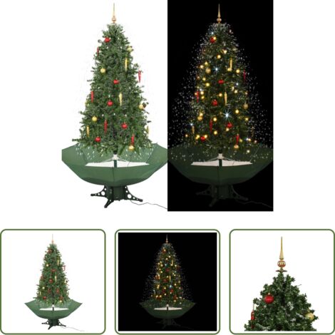 Árbol de Navidad artificial -  Árbol de Navidad con nieve con base en paraguas verde 190 cm