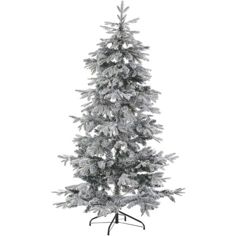 Árbol de Navidad artificial blanco nieve sintética 180 cm ramas con bisagras festividad Tomichi