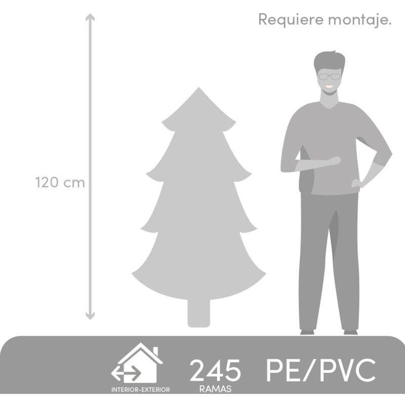 

Árbol de Navidad artificial con 245 ramas dorado de PVC de 120 cm