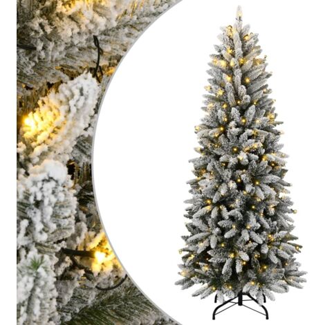 Árbol de Navidad artificial con 300 LEDs y nieve flocada 210 cm
